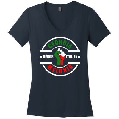 Georgia Meloni Italian Hero Women's V-Neck T-Shirt