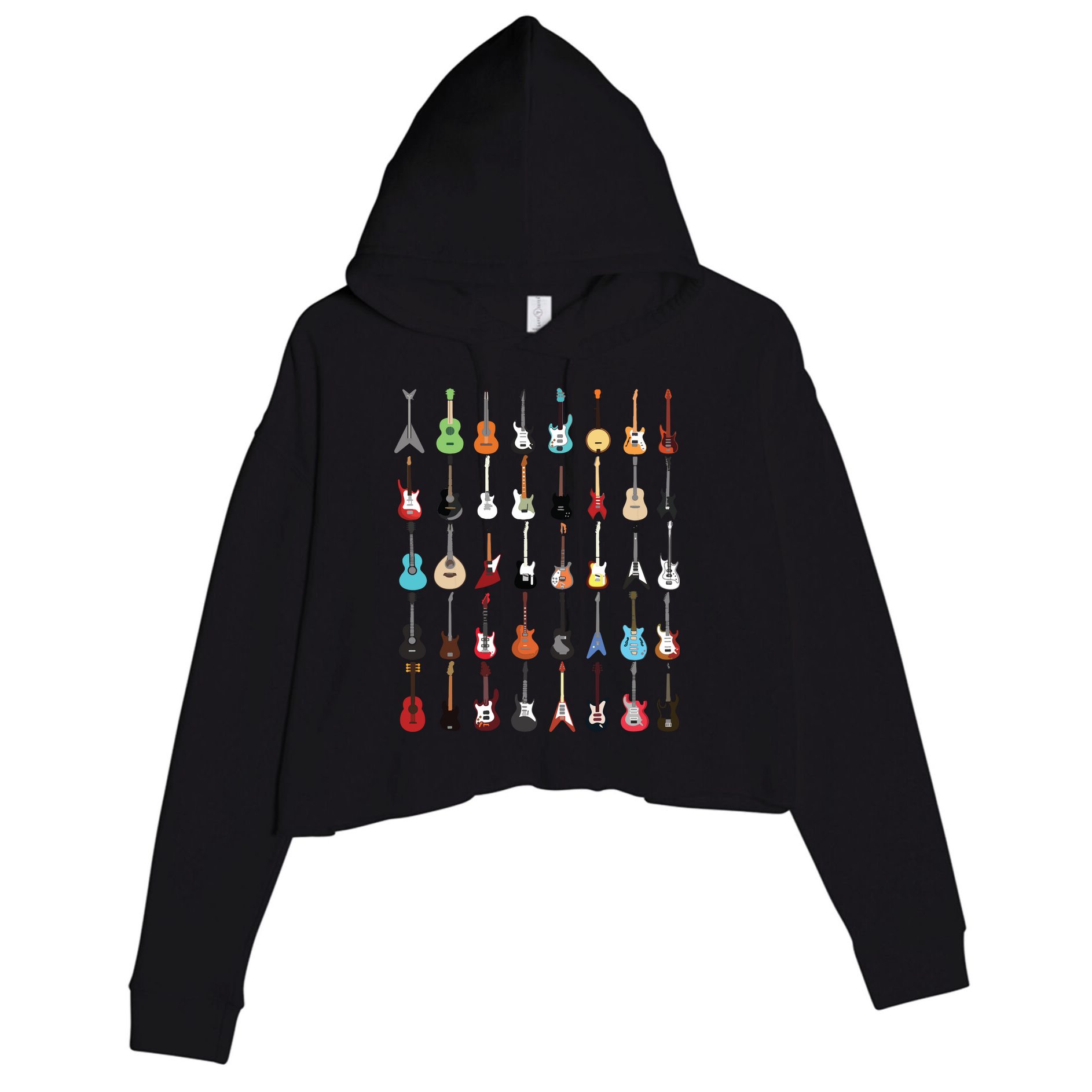 Guitar Musical Instrument Rock N Roll Tee Crop Fleece Hoodie
