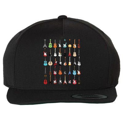 Guitar Musical Instrument Rock N Roll Tee Wool Snapback Cap