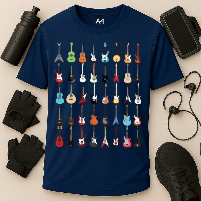 Guitar Musical Instrument Rock N Roll Tee Cooling Performance Crew T-Shirt