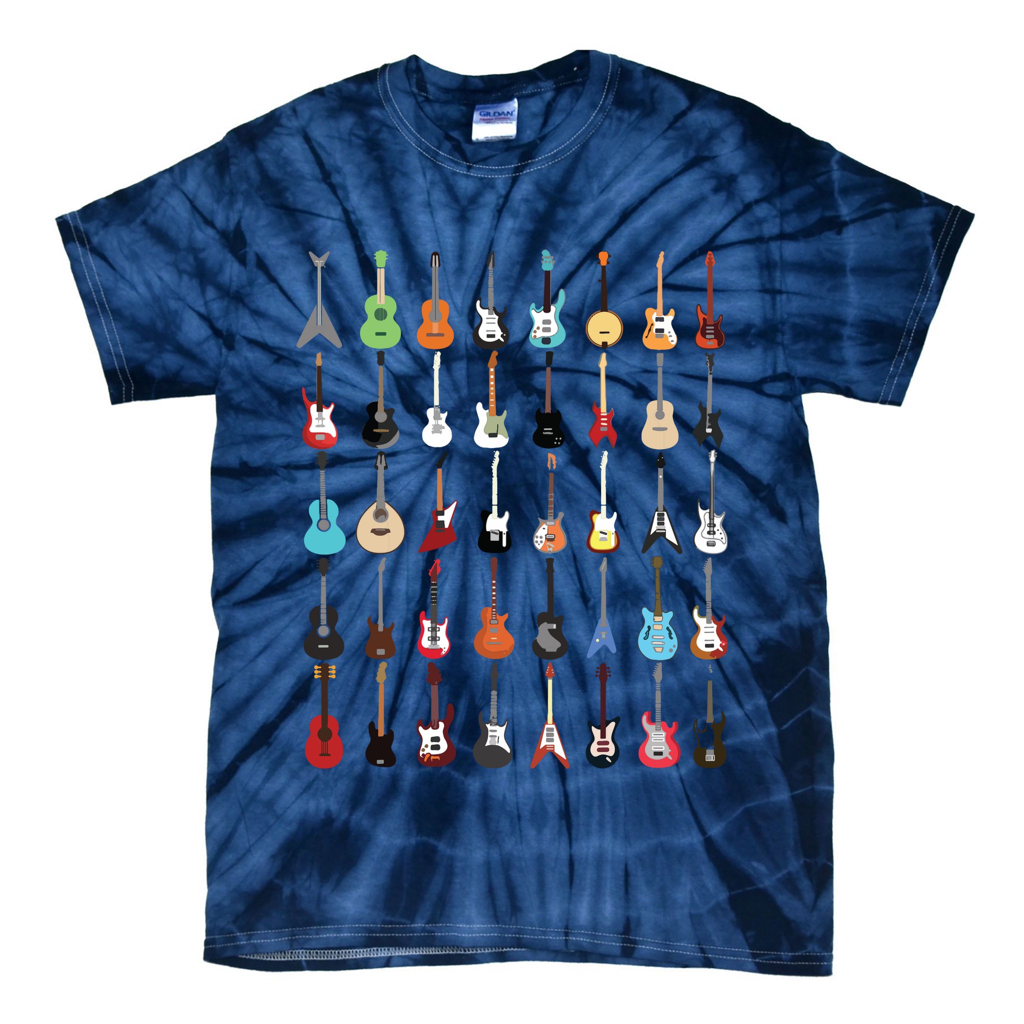 Guitar Musical Instrument Rock N Roll Tee Tie-Dye T-Shirt