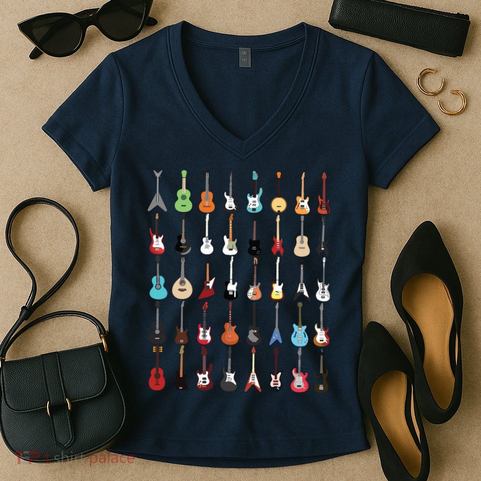 Guitar Musical Instrument Rock N Roll Tee Women's V-Neck T-Shirt