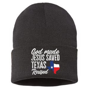 God Made Jesus Saved Texas Raised Texas Pride State Sustainable Knit Beanie