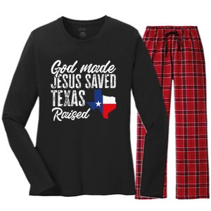 God Made Jesus Saved Texas Raised State Women's Long Sleeve Flannel Pajama Set 