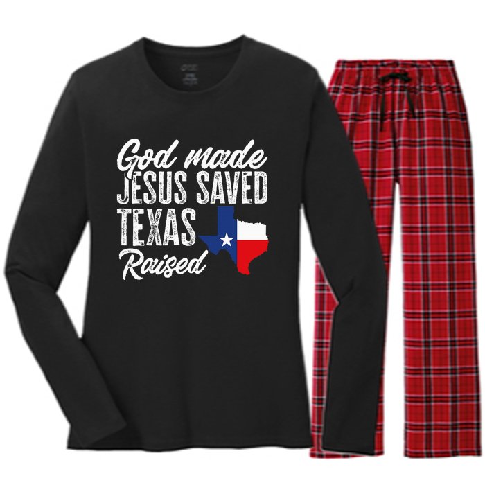 God Made Jesus Saved Texas Raised State Women's Long Sleeve Flannel Pajama Set 