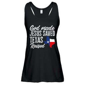 God Made Jesus Saved Texas Raised State Ladies Essential Flowy Tank