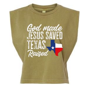 God Made Jesus Saved Texas Raised State Garment-Dyed Women's Muscle Tee