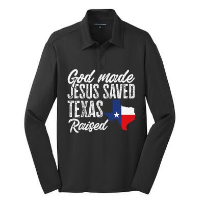 God Made Jesus Saved Texas Raised Texas Pride State Silk Touch Performance Long Sleeve Polo