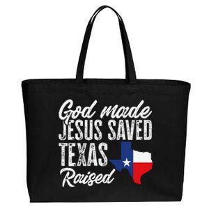 God Made Jesus Saved Texas Raised Texas Pride State Cotton Canvas Jumbo Tote