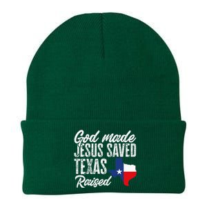 God Made Jesus Saved Texas Raised Texas Pride State Knit Cap Winter Beanie