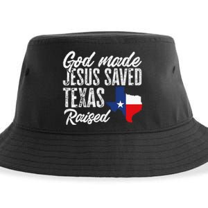 God Made Jesus Saved Texas Raised Texas Pride State Sustainable Bucket Hat