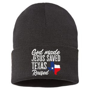 God Made Jesus Saved Texas Raised Texas Pride State Sustainable Knit Beanie