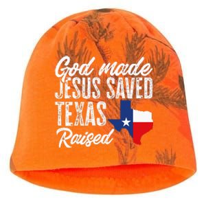 God Made Jesus Saved Texas Raised Texas Pride State Kati - Camo Knit Beanie