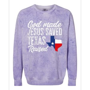 God Made Jesus Saved Texas Raised Texas Pride State Colorblast Crewneck Sweatshirt