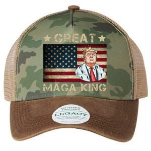 Great Maga King Trump USA Flag Legacy Tie Dye Trucker Hat