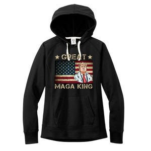 Great Maga King Trump USA Flag Women's Fleece Hoodie