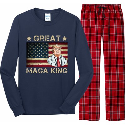 Great Maga King Trump USA Flag Long Sleeve Pajama Set