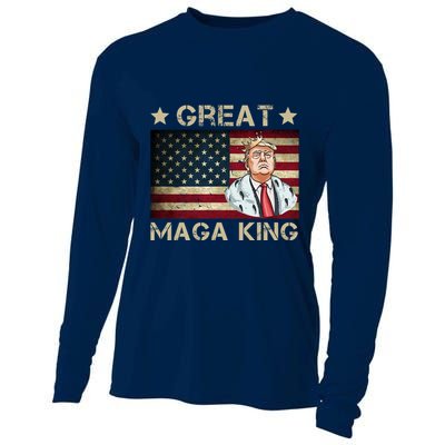 Great Maga King Trump USA Flag Cooling Performance Long Sleeve Crew
