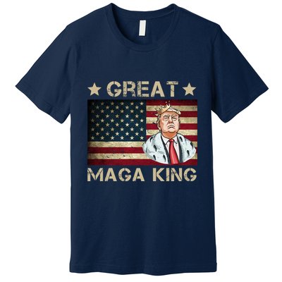 Great Maga King Trump USA Flag Premium T-Shirt