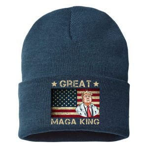 Great Maga King Trump USA Flag Sustainable Knit Beanie