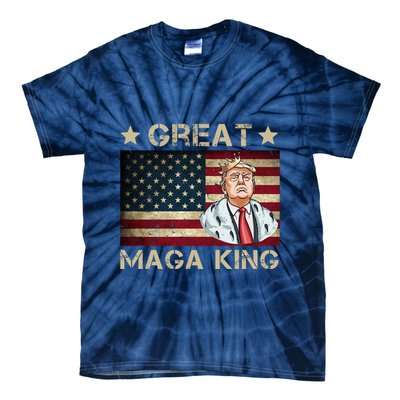 Great Maga King Trump USA Flag Tie-Dye T-Shirt