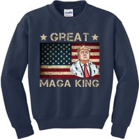 Great Maga King Trump USA Flag Kids Sweatshirt