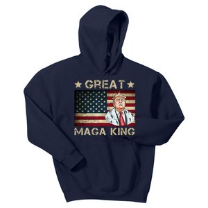 Great Maga King Trump USA Flag Kids Hoodie