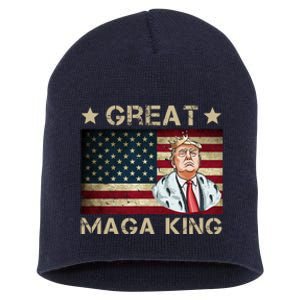 Great Maga King Trump USA Flag Short Acrylic Beanie