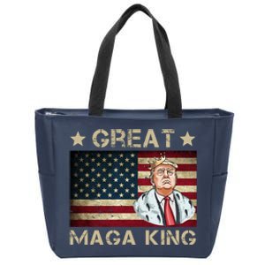 Great Maga King Trump USA Flag Zip Tote Bag