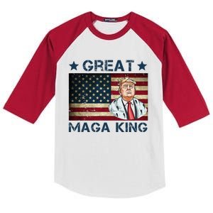 Great Maga King Trump USA Flag Kids Colorblock Raglan Jersey