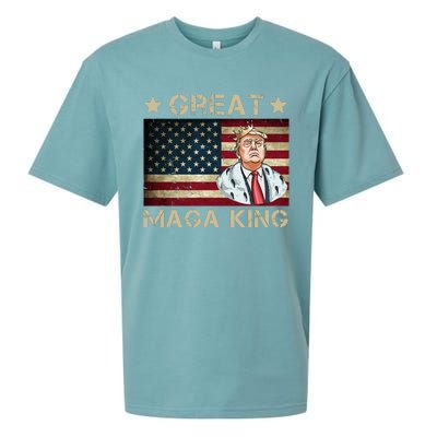 Great Maga King Trump USA Flag Sueded Cloud Jersey T-Shirt