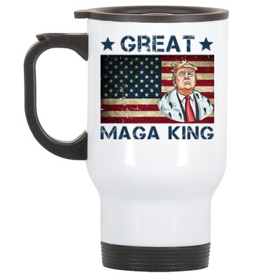 Great Maga King Trump USA Flag Stainless Steel Travel Mug