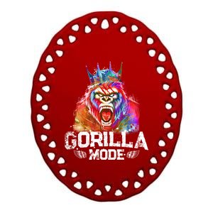 Gorilla Mode King Beast Workout Gym Motivation Fitness Gift Ceramic Oval Ornament