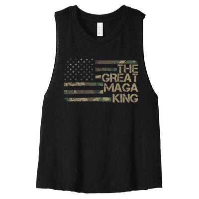 Great Maga King ,Maga King, The Great Maga King, Ultra Maga Women's Racerback Cropped Tank