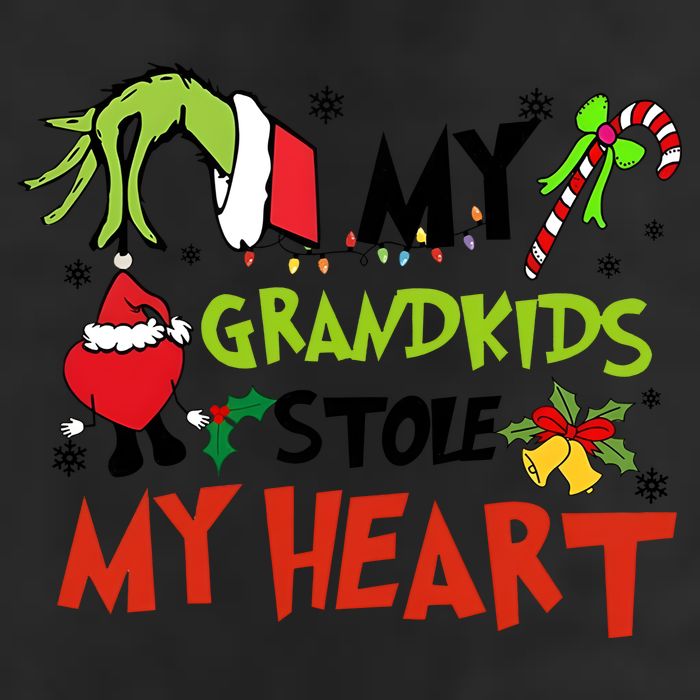 Grinchmas My Kids Stole My Heart Funny Christmas 7 Panel Mesh Trucker Snapback Hat