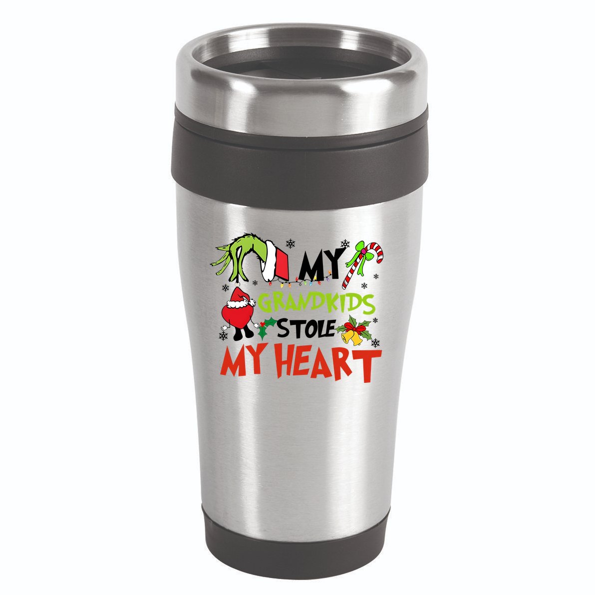 Grinchmas My Kids Stole My Heart Funny Christmas 16oz Travel Tumbler