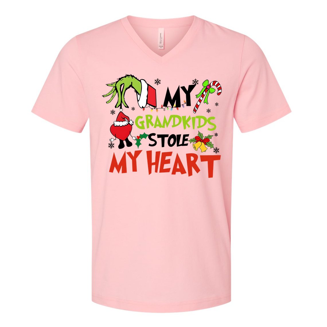Grinchmas My Kids Stole My Heart Funny Christmas V-Neck T-Shirt
