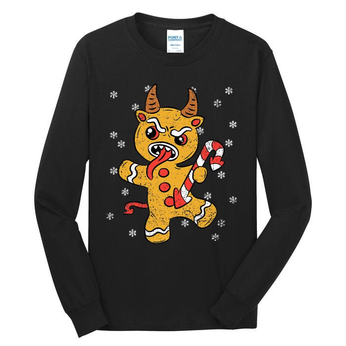 Gingerbread Man Krampus Christmas Pajama Xmas Candy Cane Tall Long Sleeve T-Shirt