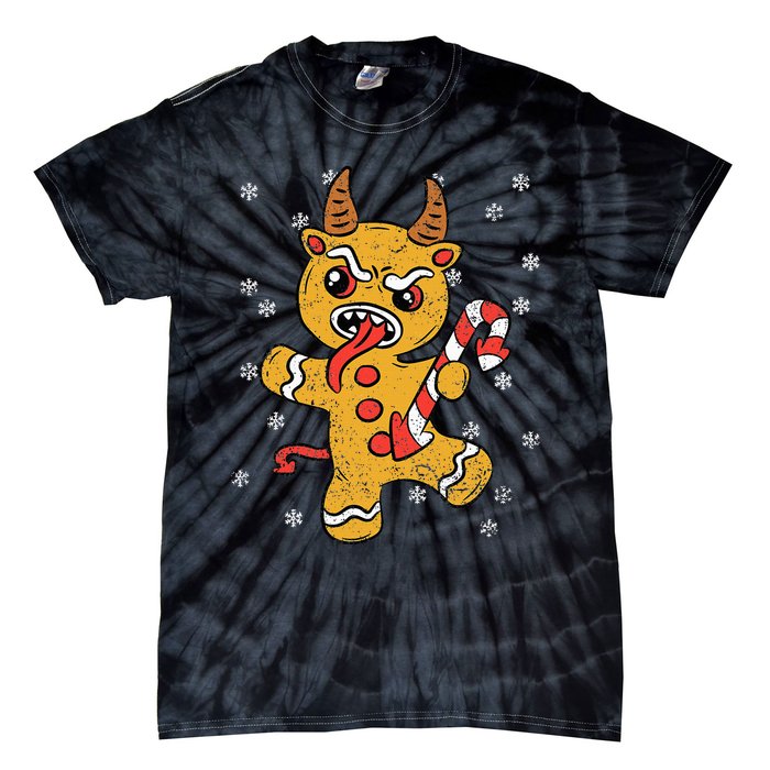 Gingerbread Man Krampus Christmas Pajama Xmas Candy Cane Tie-Dye T-Shirt