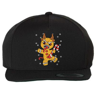 Gingerbread Man Krampus Christmas Pajama Xmas Candy Cane Wool Snapback Cap