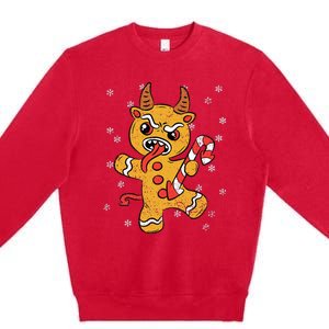 Gingerbread Man Krampus Christmas Pajama Xmas Candy Cane Premium Crewneck Sweatshirt