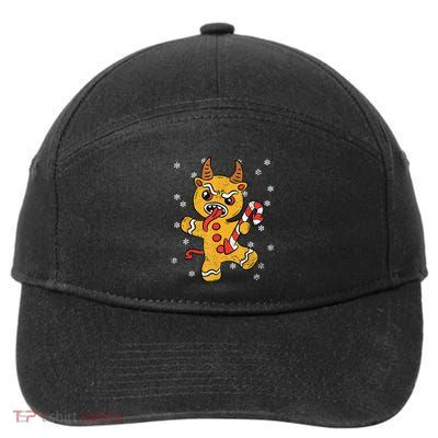 Gingerbread Man Krampus Christmas Pajama Xmas Candy Cane  7-Panel Snapback Hat