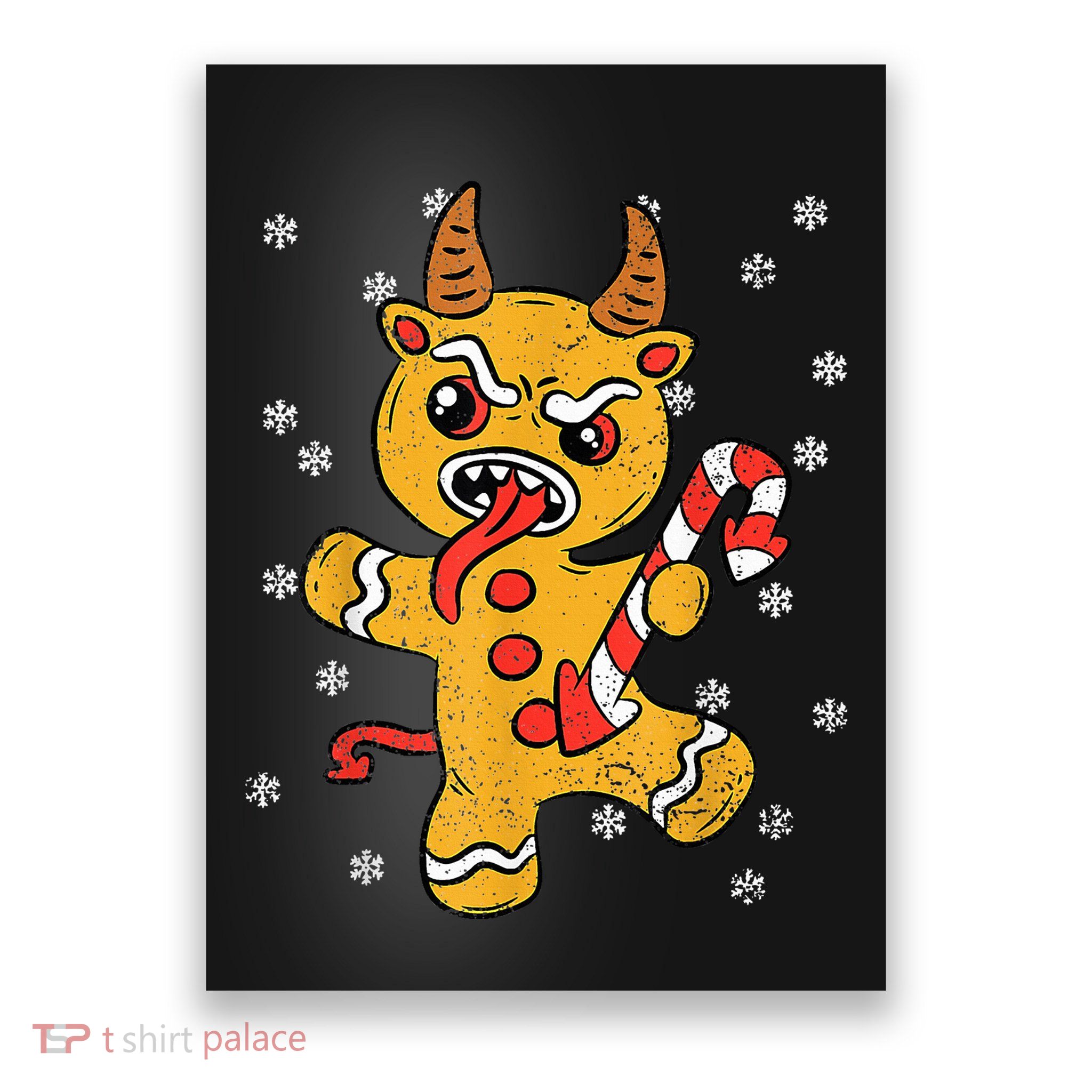 Gingerbread Man Krampus Christmas Pajama Xmas Candy Cane  Poster