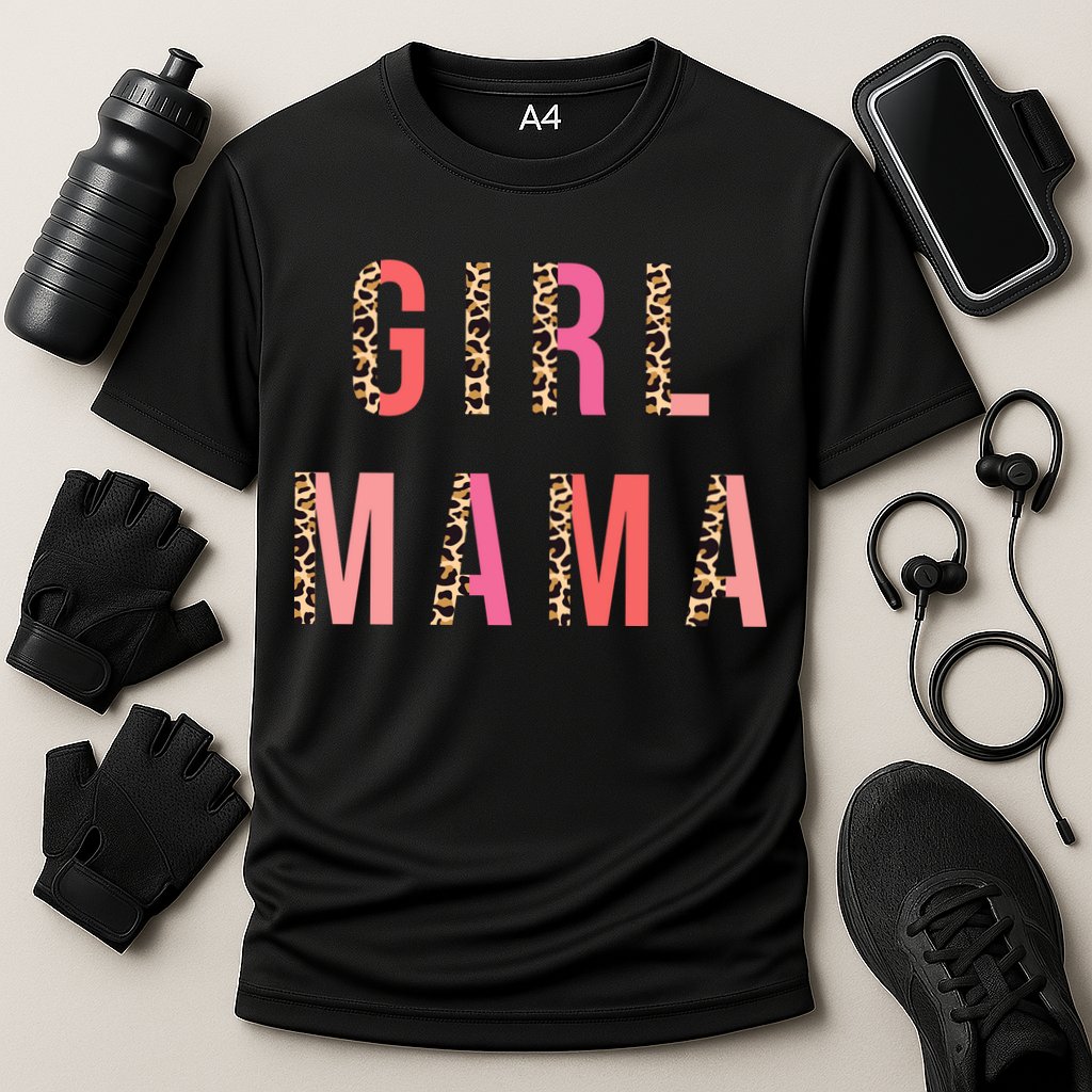 Girl Mama Leopard Cooling Performance Crew T-Shirt