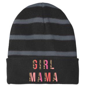 Girl Mama Leopard Striped Beanie with Solid Band