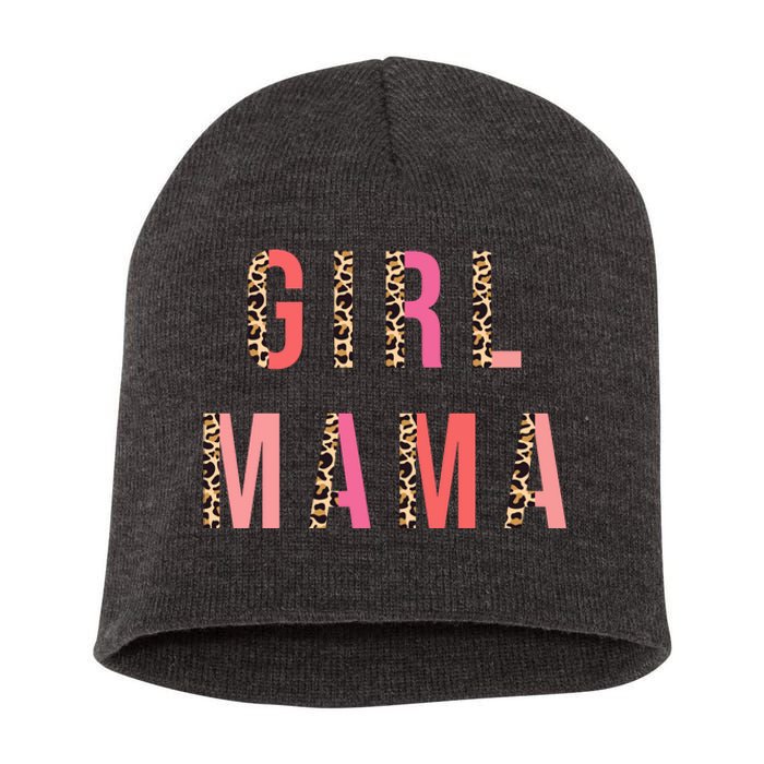 Girl Mama Leopard Short Acrylic Beanie