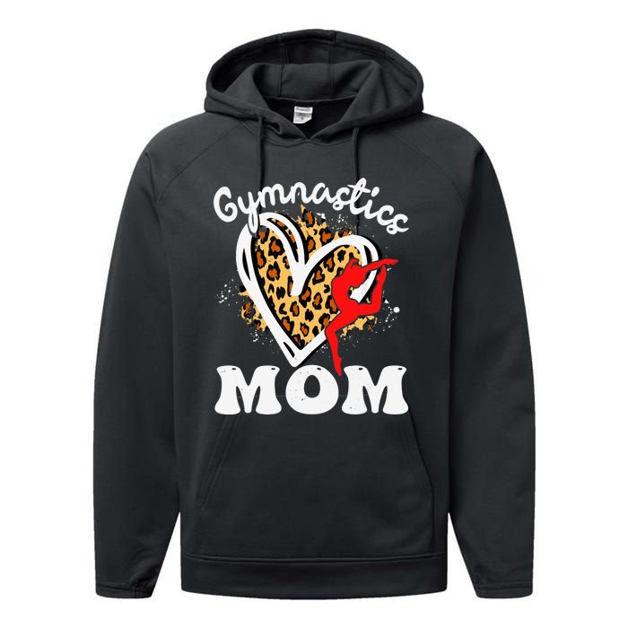 Gymnastics Mom Leopard Heart Gymnast Wo Mother's Day Performance Fleece Hoodie