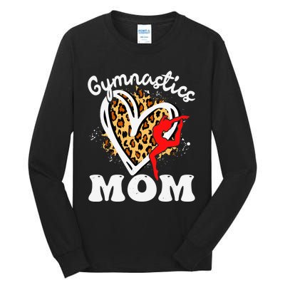 Gymnastics Mom Leopard Heart Gymnast Wo Mother's Day Tall Long Sleeve T-Shirt