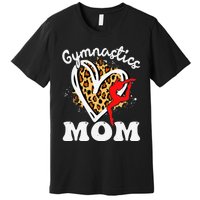 Gymnastics Mom Leopard Heart Gymnast Wo Mother's Day Premium T-Shirt