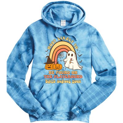 Groovy Most Likely To Be Found On The Playground Halloween Tie Dye Hoodie